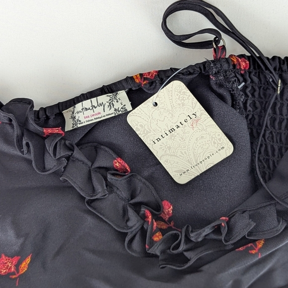 Free People On My Own Maxi Dress Sleeveless Floral Print Satin Black Combo M NWT - Picture 13 of 14